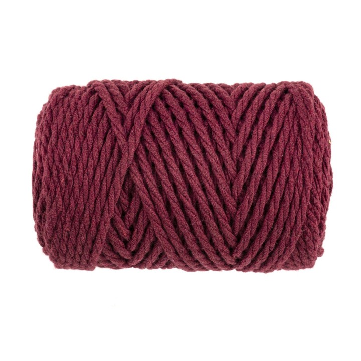 Makramee Rope 3mm 250g, câblé bordeaux