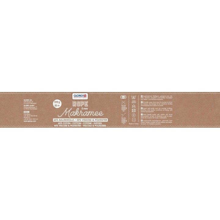 Makramee Rope 5mm 500g gedreht creme