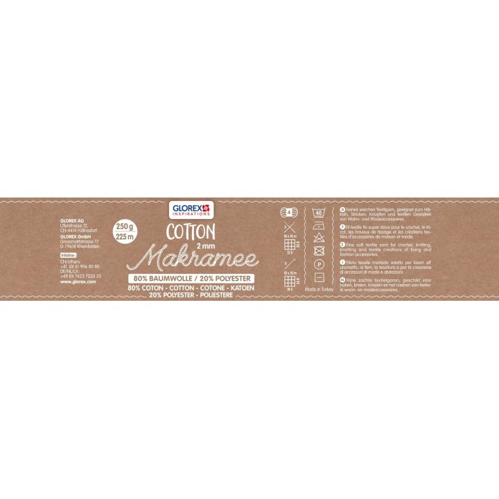 Makramee Cotton 2mm 250g creme