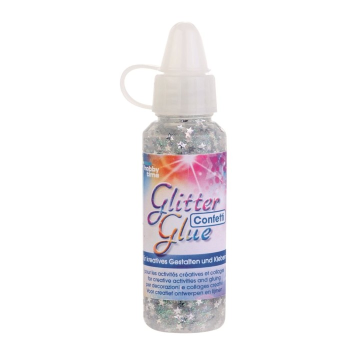 Glitterglue Flasche 53ml "Confetti" Sterne silber
