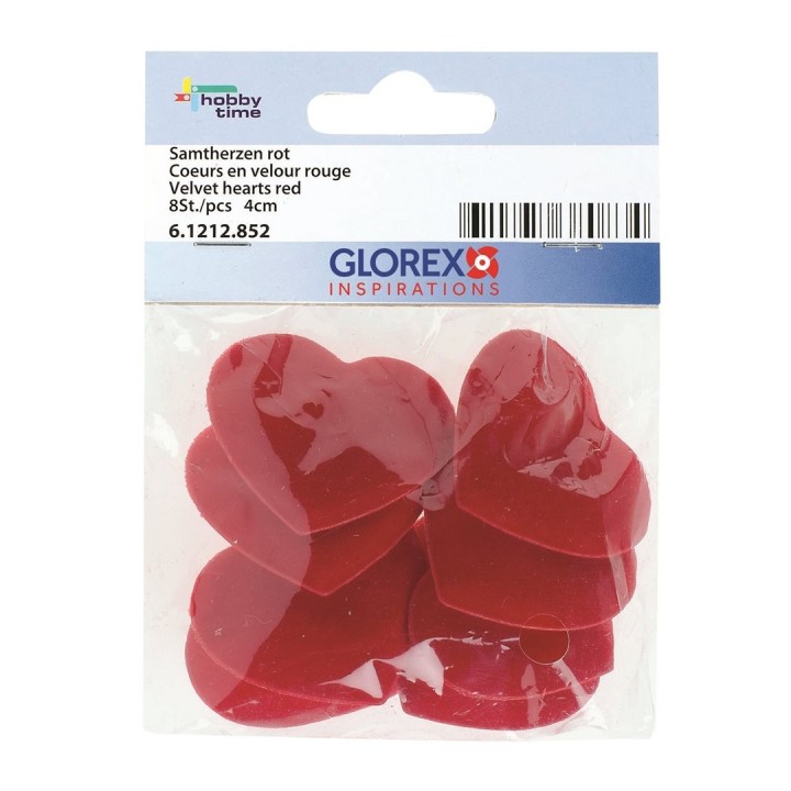 Samtherzen 8 Stück 4cm rot