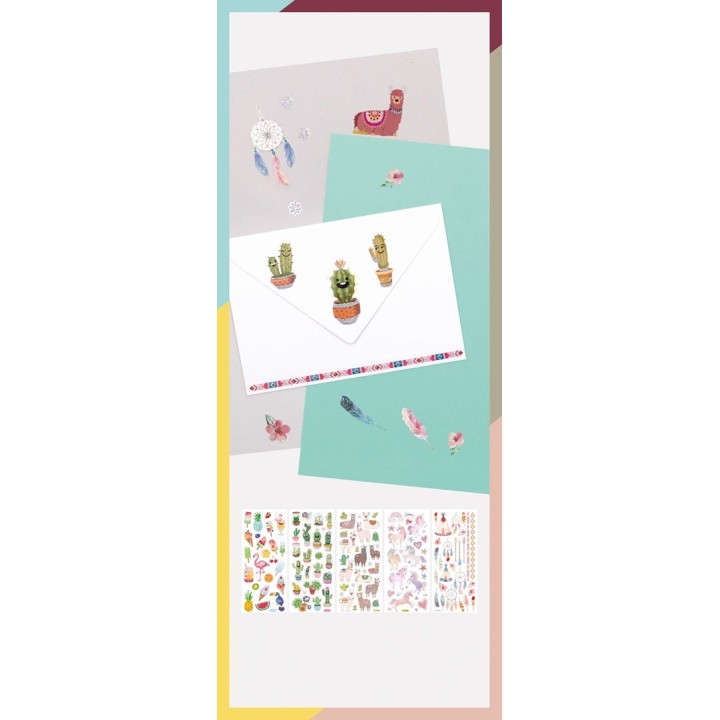 Sticker Exotic glitter 10x23cm 5 feuilles, motifs assortis