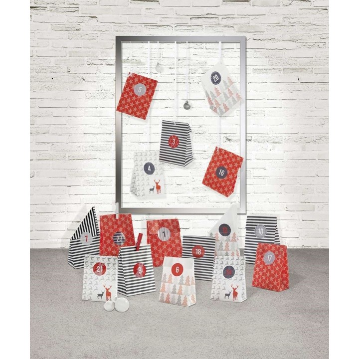 Adventskalender-Set Style 24 lebensmittelechte Tüten