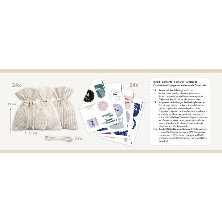 Adventskalender-Set Motivdruck 49tlg, 10x13cm