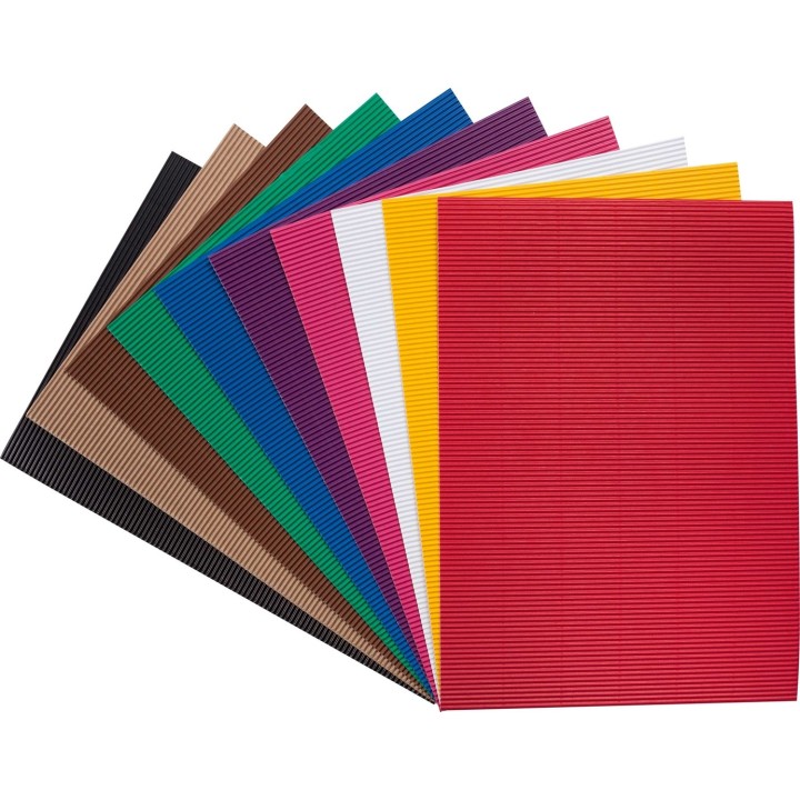 E-Wellpappe, 10 Blatt 25x35cm farbig sortiert