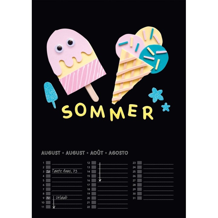 Dauerkalender m. Spiralbindung DIN A4, schwarz