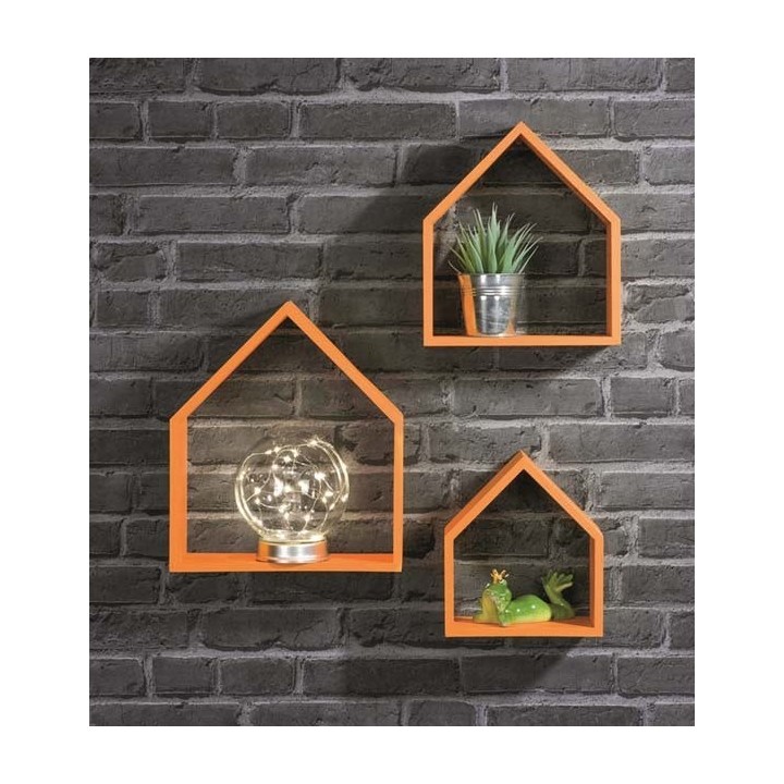 Design-Rahmen Holz Häuser 3 Stück 26x30x10cm/25x25x10/17,5x20x10