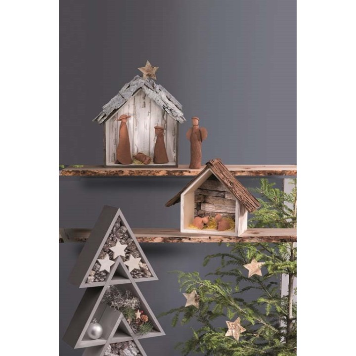 Design-Rahmen Holz Häuser 3 Stück 26x30x10cm/25x25x10/17,5x20x10