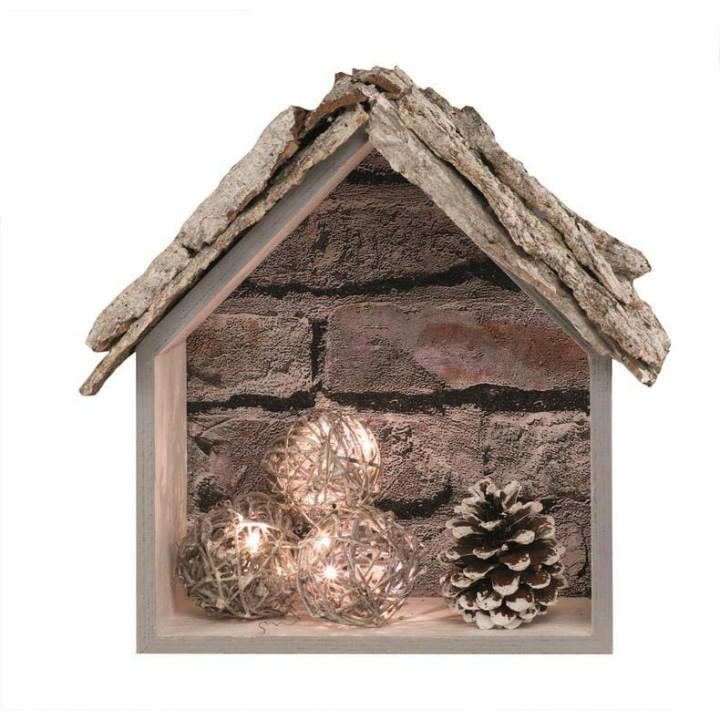 Design-Rahmen Holz Häuser 3 Stück 26x30x10cm/25x25x10/17,5x20x10