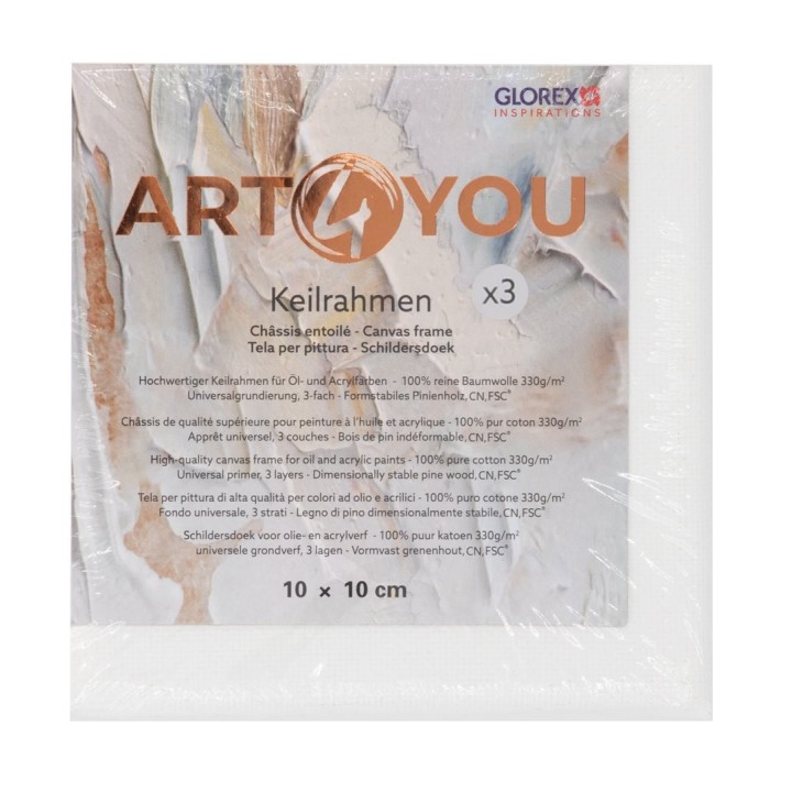 Keilrahmen-Set 3St. 1,7cm 10x10cm, 330g/m2 FSC Pinie