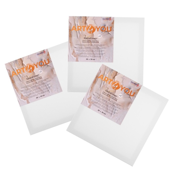 Keilrahmen-Set 3St. 1,7cm 30x30cm, 330g/m2 FSC Pinie
