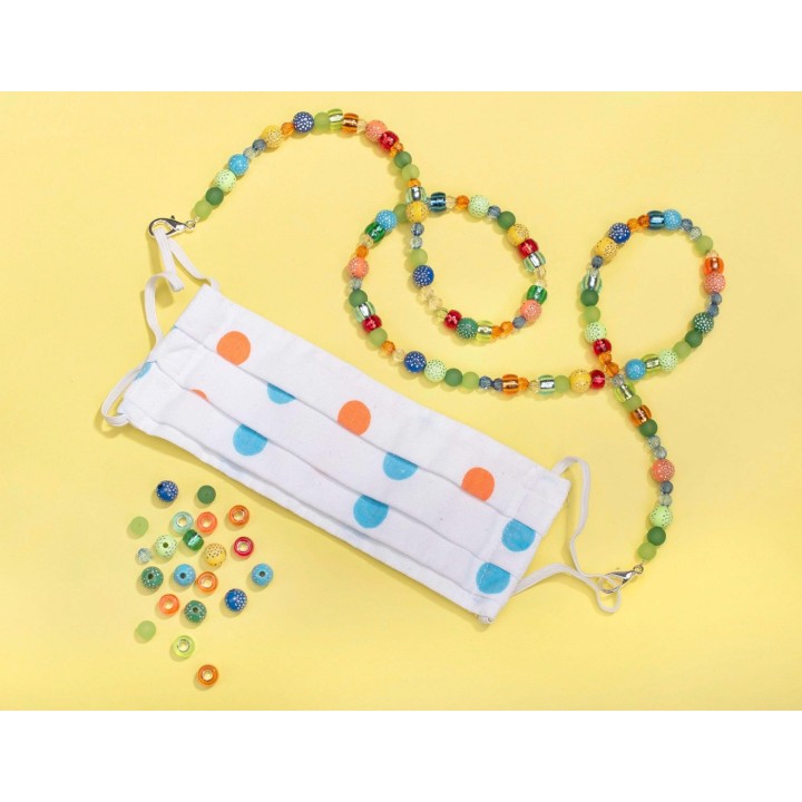 Plastic beads, multicolor with dots, 10mm, 5 types, 50g