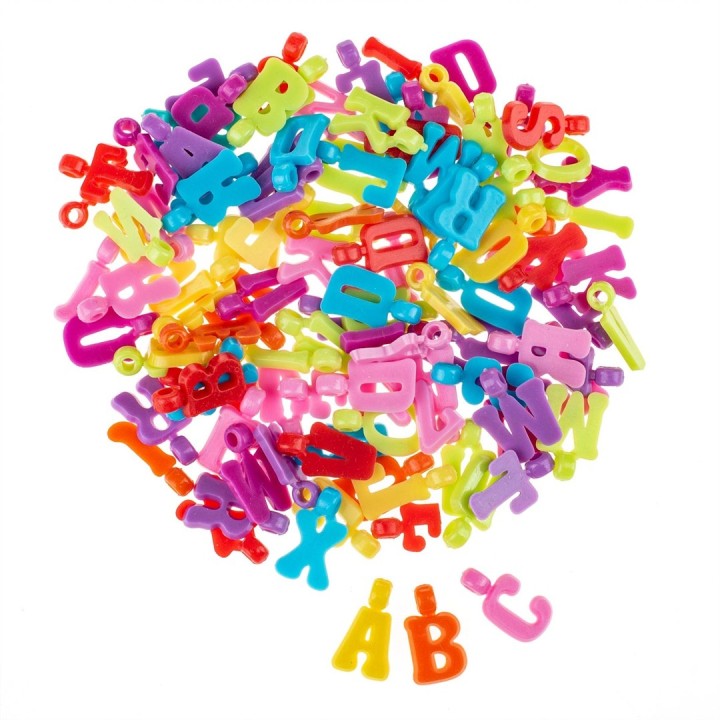 Perlenset Buchstaben sortiert Satte-Töne, ca. 200 Stück