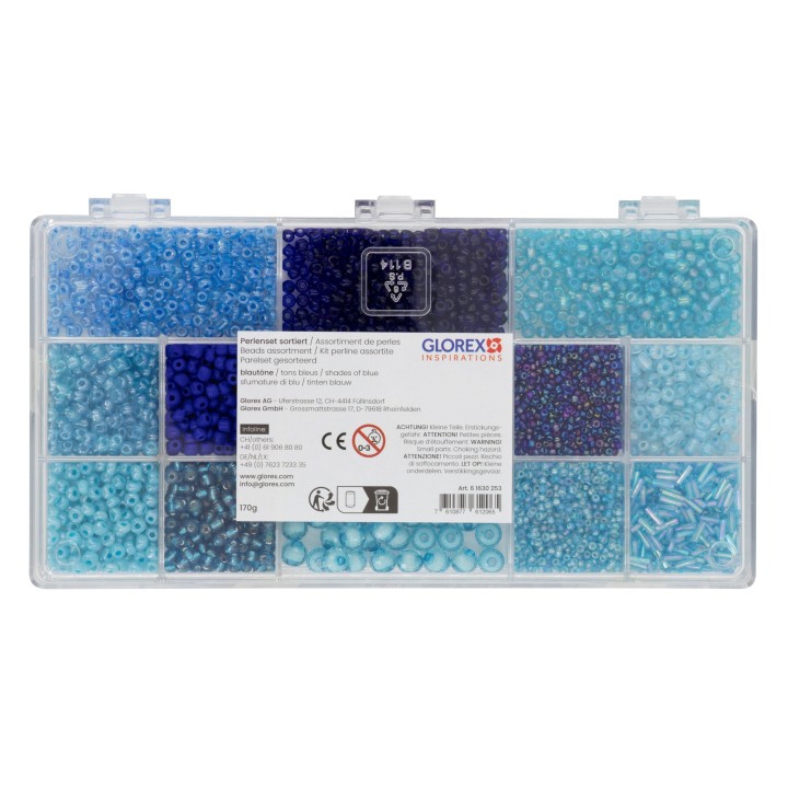Kit de perles, 170g tons bleus
