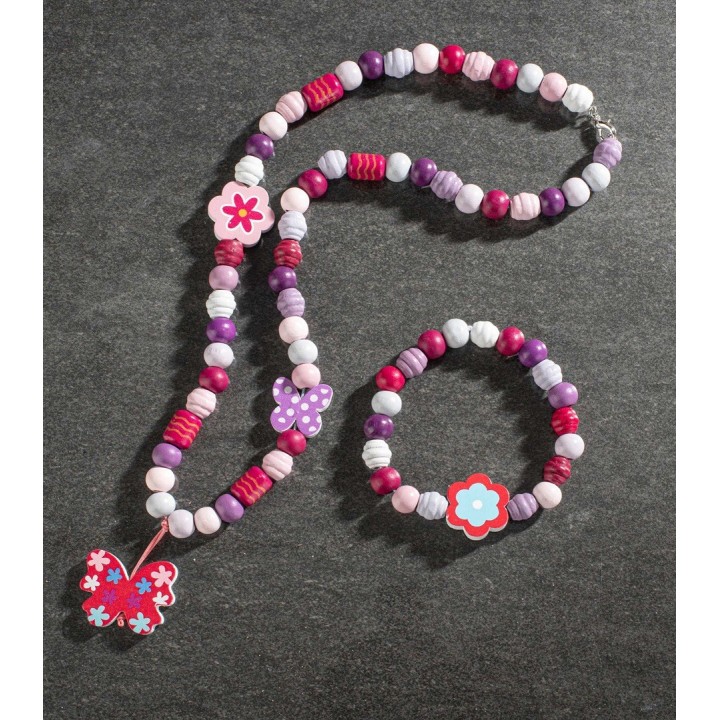 Perles en bois papillon assortis avec ficelle