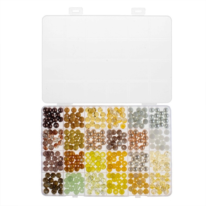 Glass beads kit white/yellow assorted