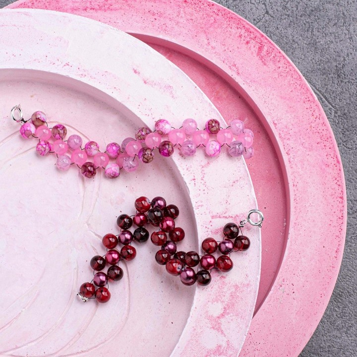 Glasperlen-Schmuckset rot/pink sortiert