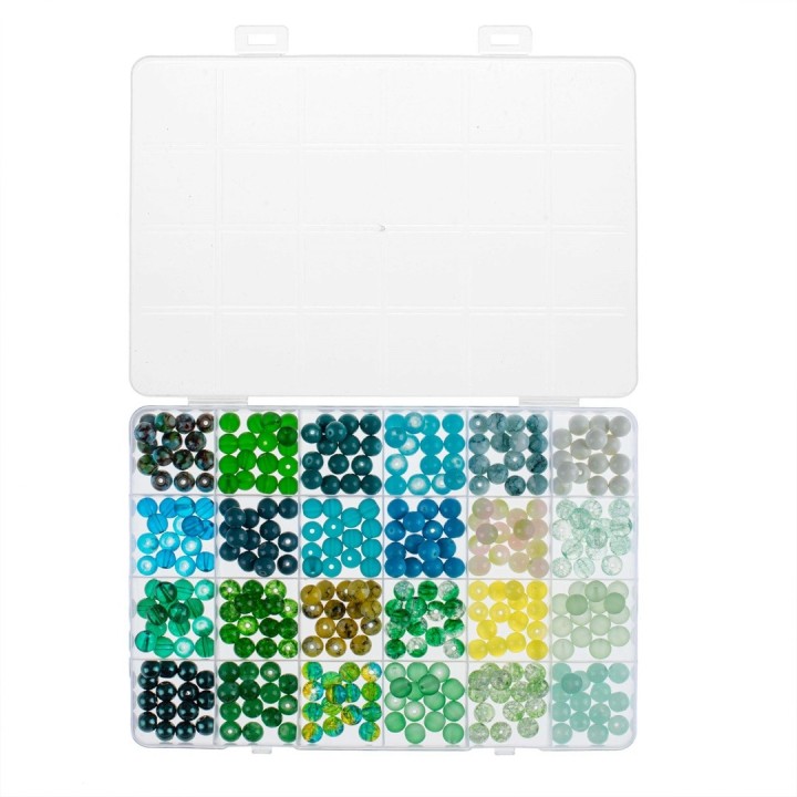 Glasperlen-Schmuckset türkis/grün sortiert