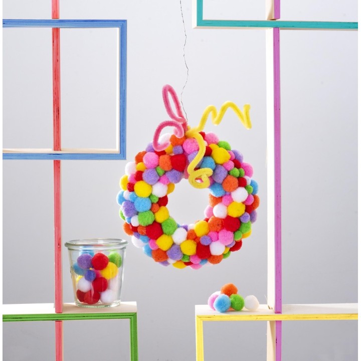Pompons-Mix, bunt, 1,5cm 60 Stück