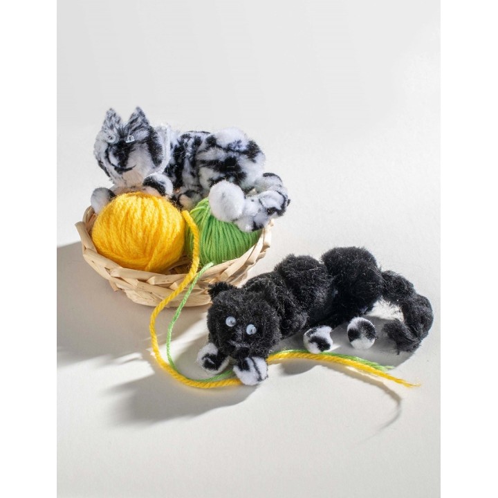 Pompon mix, animal design 100 pcs, 15-30mm