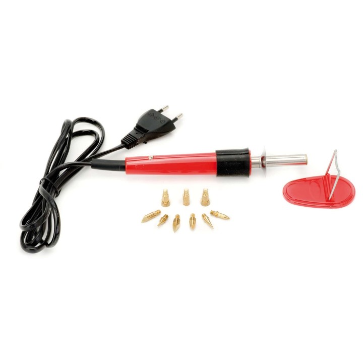 Brandmalkolben mit 9 Aufsätzen Euro Stecker 230V/30W