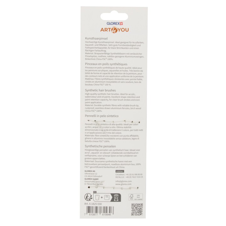 Synthetic Hobbypinsel 6er Set rund, Gr. 2,4,6,8,10,12