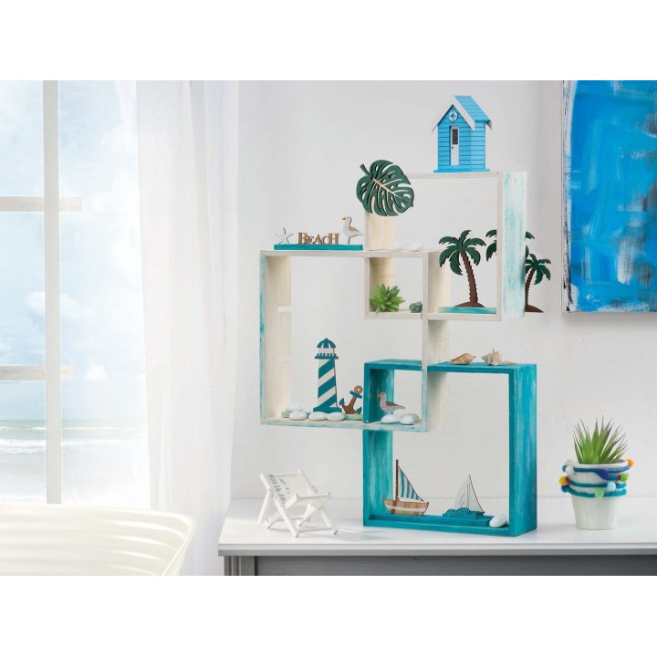 Wooden beach house 7,5x12,5x6,5cm assorted