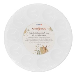 Palette en plastique, ronde 17cm, avec 10 godets,plastique