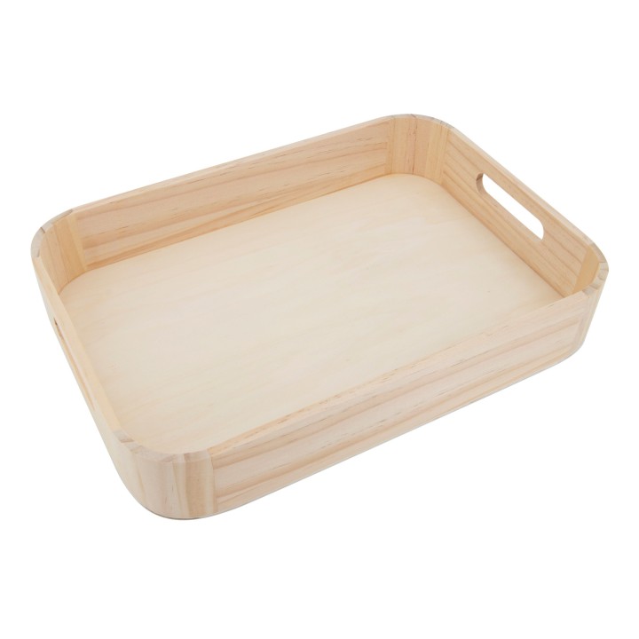 Tray with handle 34,5x24,5cm wood, rounded corners, FSC