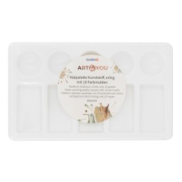 Palette en plastique, carrée 19x11cm,av.10 godets,plastique