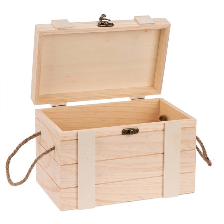 Schatztruhe mit Griffen aus Holz Verschluss, 24x16,5x15,5cm