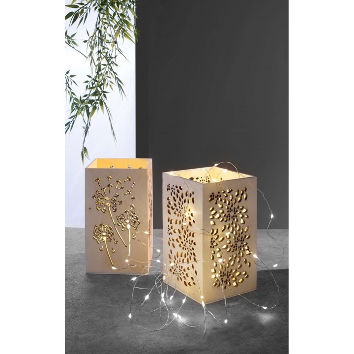 Lanterne en bois 17x10x10cm pissenlit, FSC