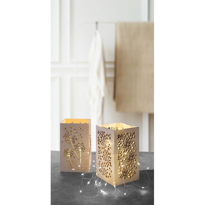 Windlicht aus Holz, Pusteblume 17x10x10cm