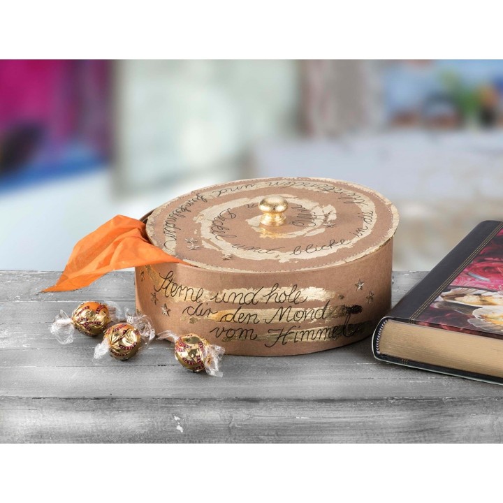 Cardboard box round with cover, 20x6,5cm