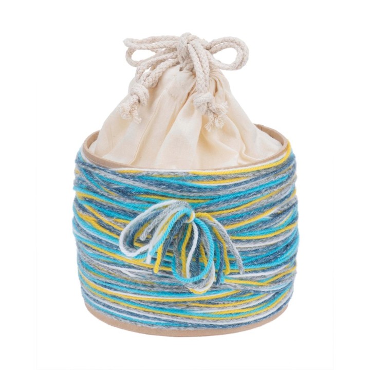 Pappbox rund Höhe 12cm, Durchmesser 15cm mit Baumwollsack