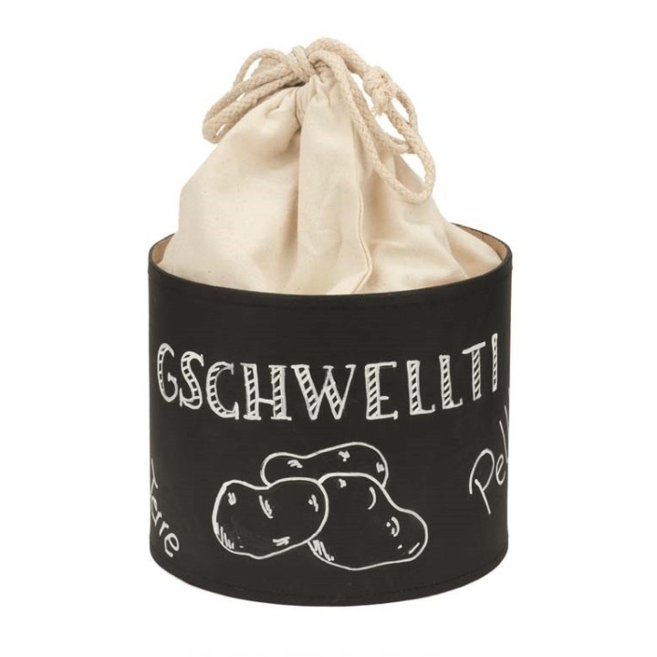 Pappbox rund Höhe 15cm, Durchmesser 18cm mit Baumwollsack