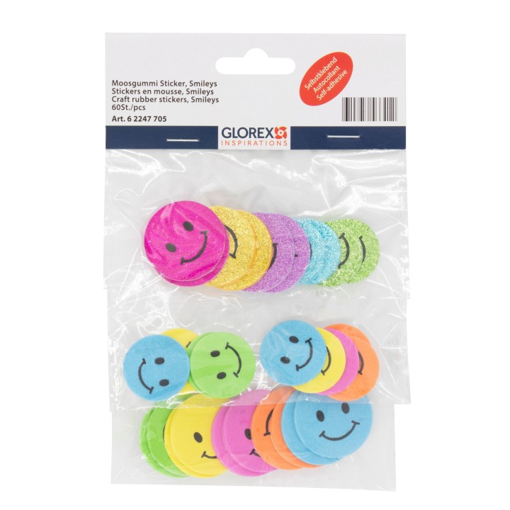 Moosgummi Sticker 30 Stück Smileys, selbstklebend