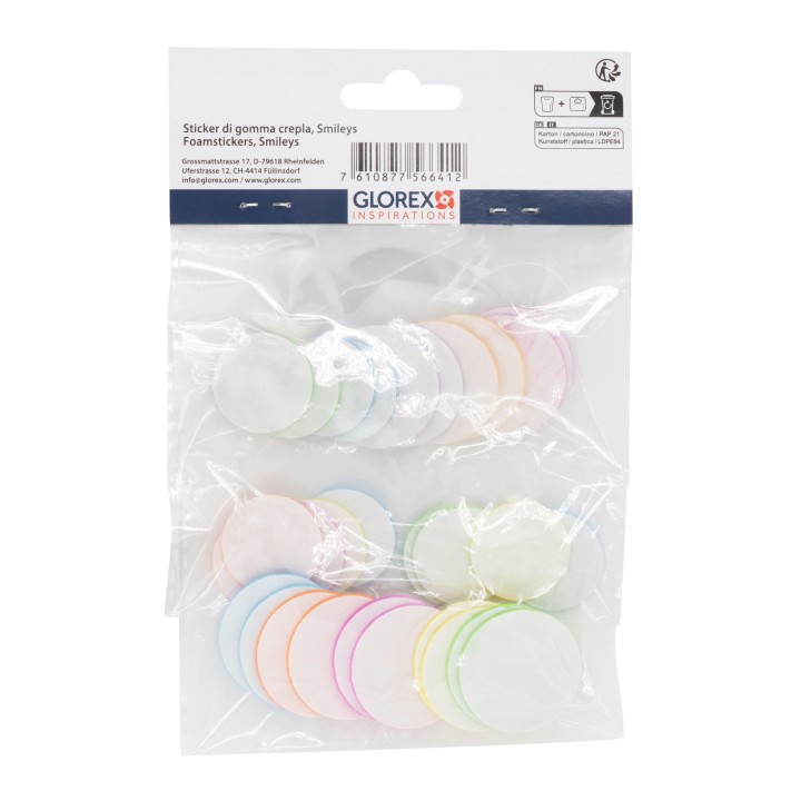 Craft rubber stickers 30pcs Smileys, self-adhesive