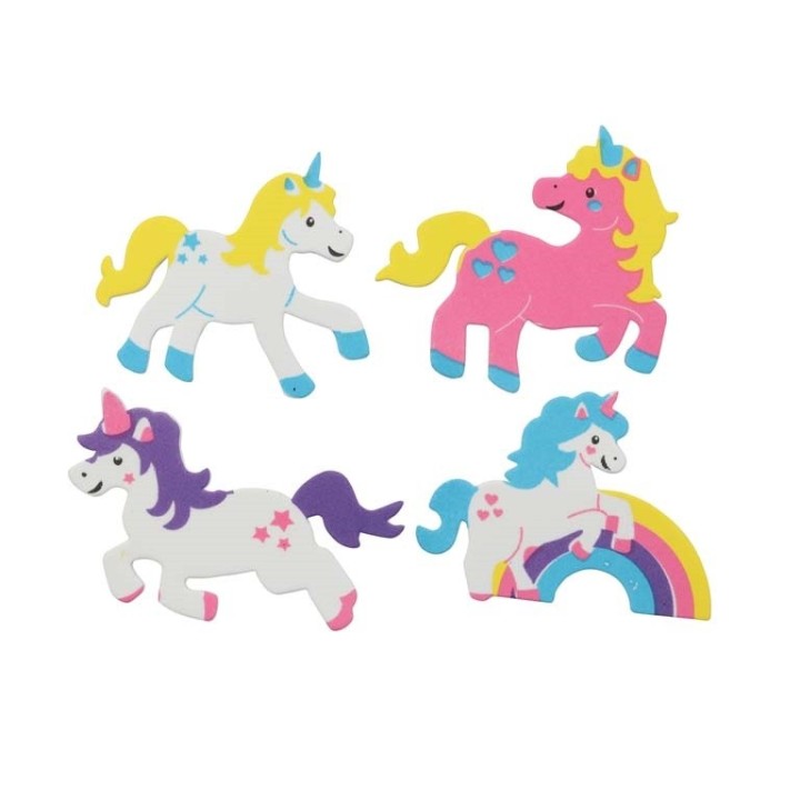 Moosgummi Sticker 28 Stück Einhorn, selbstklebend