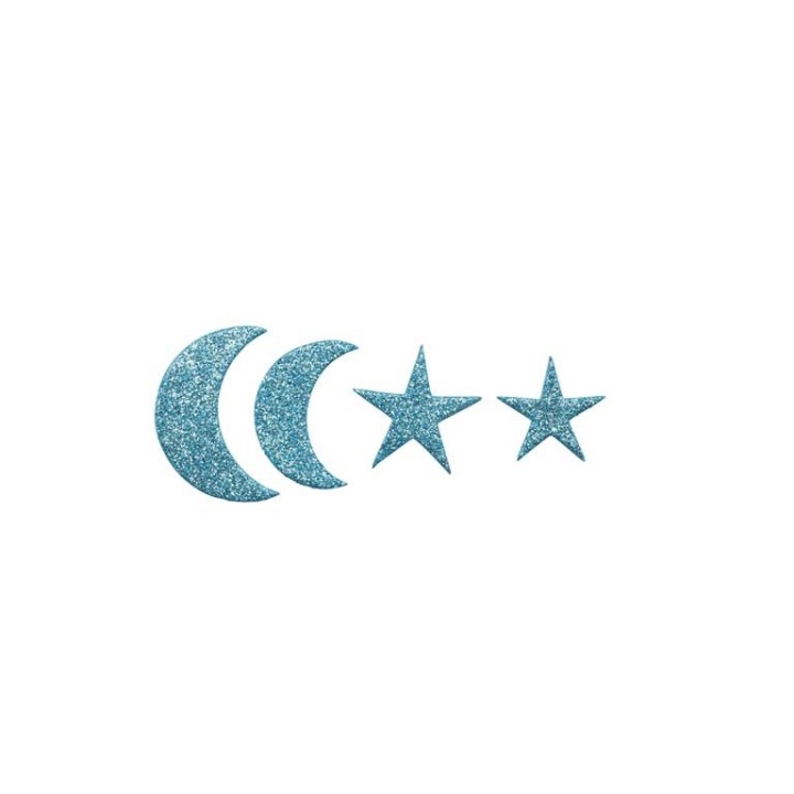 Moosgummi Sticker 60 Stück Mond+Sterne, selbstklebend