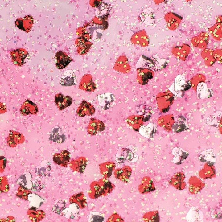 Glitterglue Flasche 53ml "Confetti" Herzen rot/silber