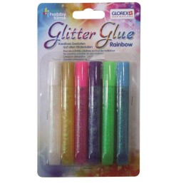 Glitter-Glue Stifte 6x10,5ml Rainbow Colors