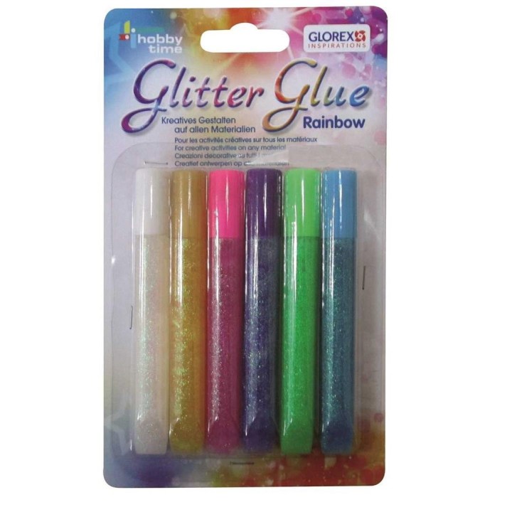 Glitter-Glue Stifte 6x10,5ml Rainbow Colors