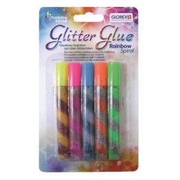 Glitter-Spiral-Glue 5x10,5ml Rainbow Colors