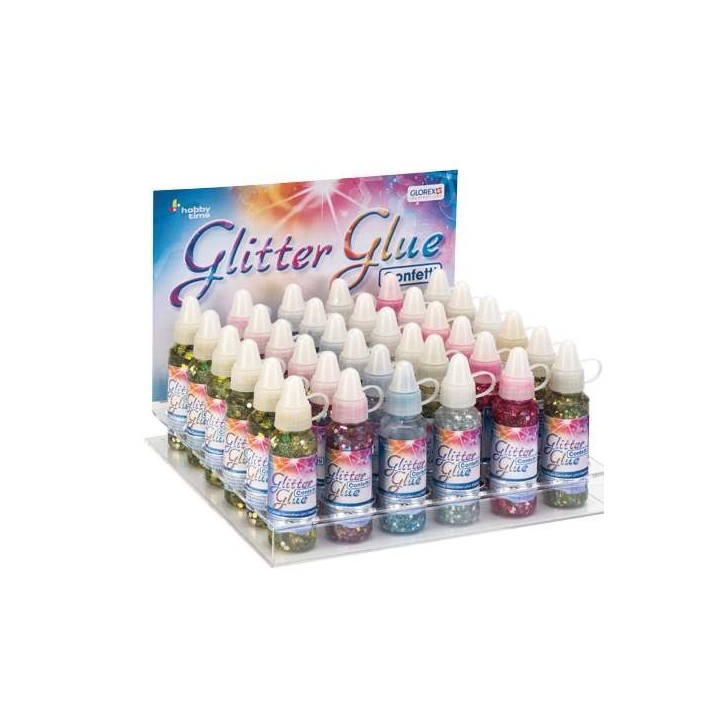 Glitter glue Display Confetti 4x6 + 4x3 flacons