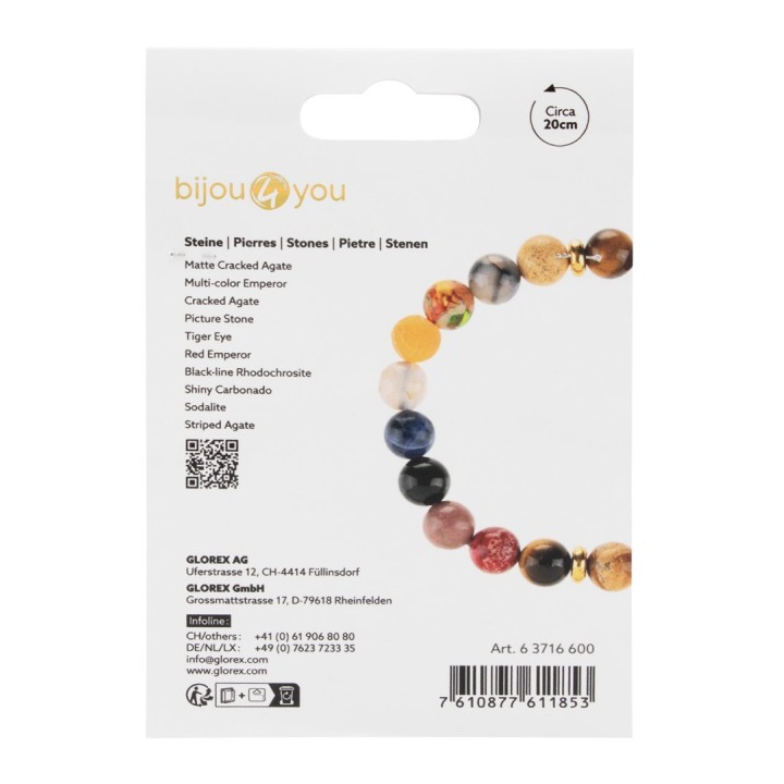 Armband, Naturstein, bunt DIY, 10mm