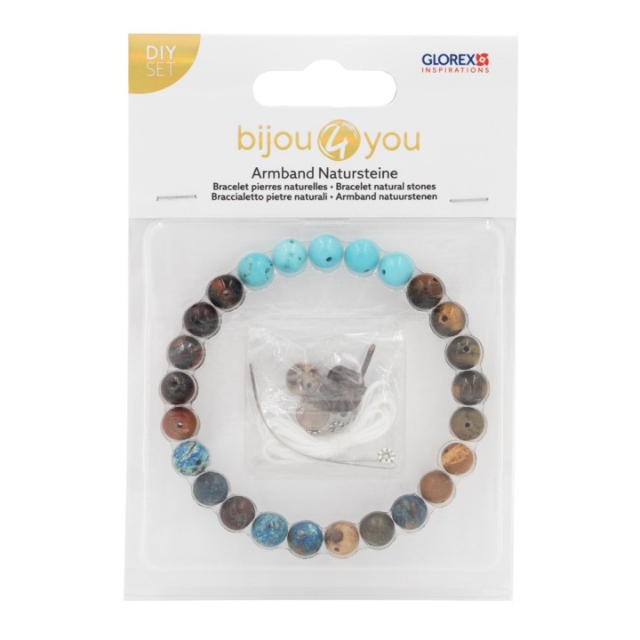 Kit DIY bracelet pierre natur. marron/turquoise