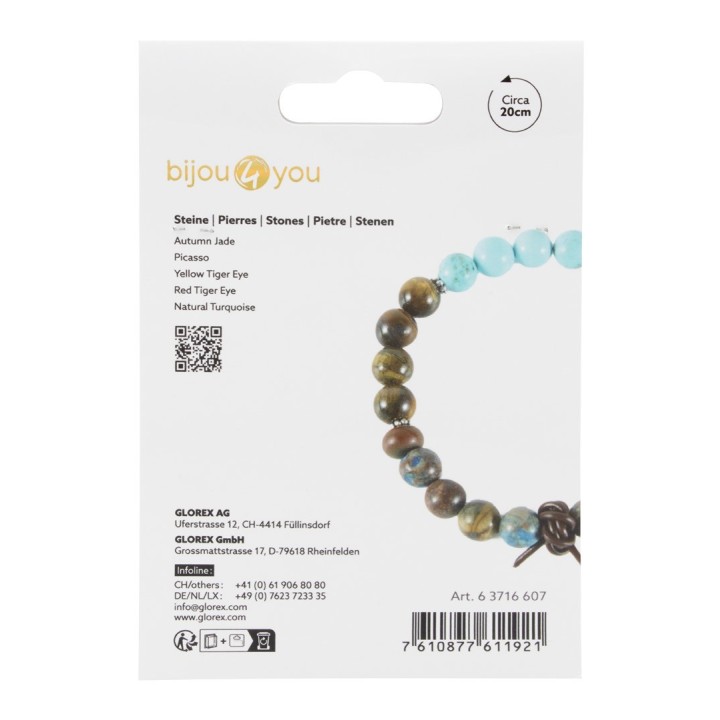 DIY kit bracelet natural stone brown/turquoise