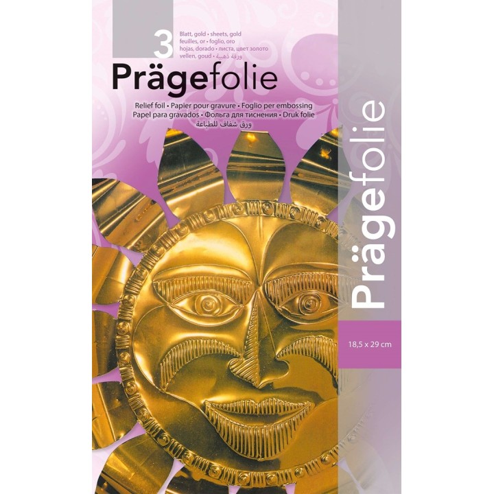 Prägefolie gold, Hartmetall 19x30 cm, 3 Blatt