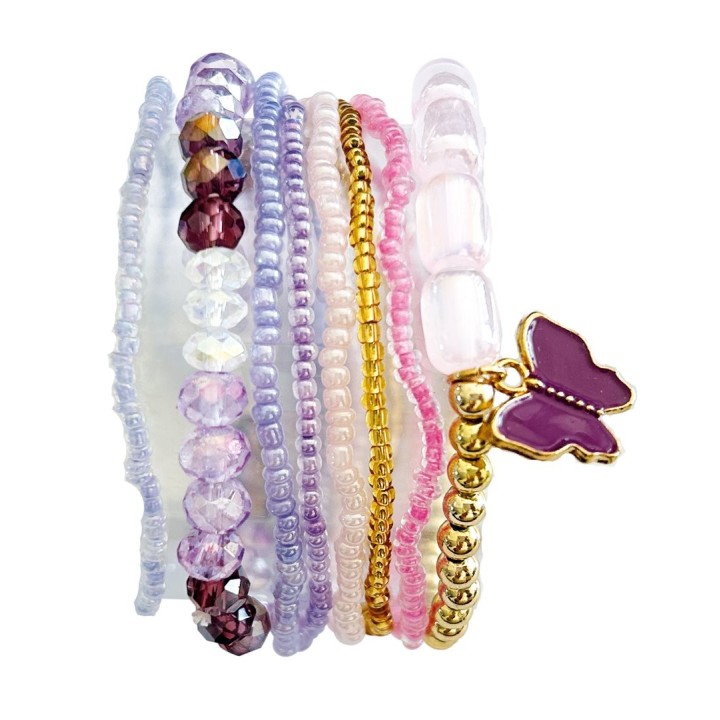 Kit DIY bracelet, rose-lilas
